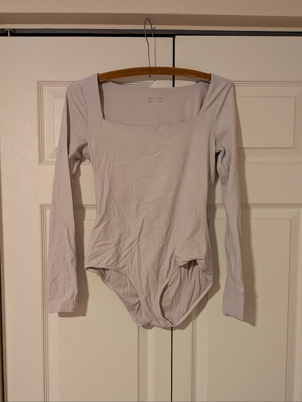 Square Neck Long Sleeve Bodysuit - off white